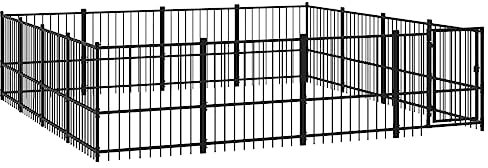 vidaXL Hundgård för utomhusbruk stål 15,05 m², hundgård, valphage, hundinhägnad, hundgårdar, valphagar, hundinhägnader, hundbur, hundburar