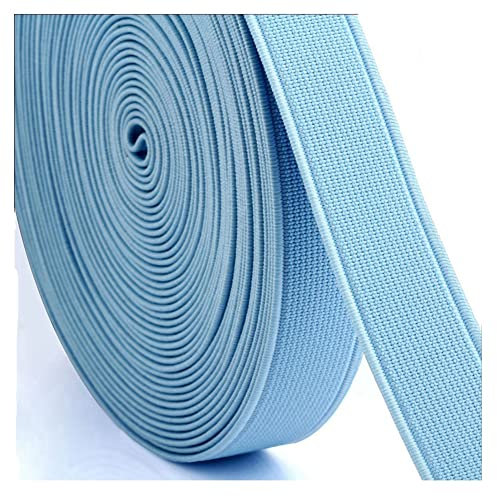 SHTGOI Flache Gummibänder 28m Bunte Elastische Bänder Stretchband zum Nähen Leinwandbindung Verschlüsseltes Gummiband für DIY Handwerk Taillenbänder Bekleidung Schuhherstellung 2.5cm Himmelblau