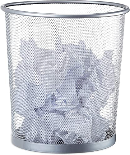 𝗘𝗫𝗧𝗥𝗔 𝗟𝗔𝗥𝗚𝗘 | Circular Mesh Waste Paper Bin | Lightweight Waste Basket | Metal Trash Bin | Bathroom, Office, Bedroom, Living Room etc | Heavy-Duty Portable | 𝗗𝘂𝗿𝗮𝗯𝗹𝗲 – 𝟯𝟳𝗰𝗺