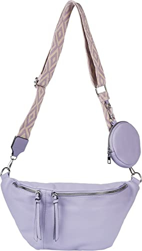 styleBREAKER Borsa a tracolla da donna a mezzaluna, 3 pezzi, tracolla con motivo, portachiavi, borsa 02012398