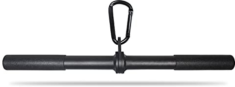 Topfinder Rotating Straight Bar Multi Gym Cable Attachments DIY LAT Pull Down Handles Bicep Tricep Bar with Carabiner (Straight Bar Cable Attachment)