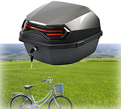 JUNNIU Fahrrad-Motorrad-Topcase, Kofferraum, Tour, Heckbox, Motorrad-Topbox mit Rückenlehnen und Doppelschnalle, 40 x 40 x 28 cm/15,7 x 15,37 x 11 Zoll/Grau/Grau Decoration
