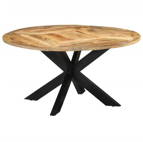 vidaXL Esstisch Ø150x76 cm Massives Raues Mangoholz
