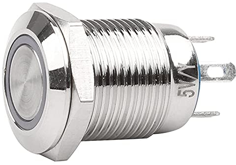Ersatzteile 12 mm wasserdichter oxidierter schwarzer Metallknopfschalter mit LED-Lampe Momentaner PC-Netzschalter 3 V 5 V 6 V 12 V 24 V 220 V