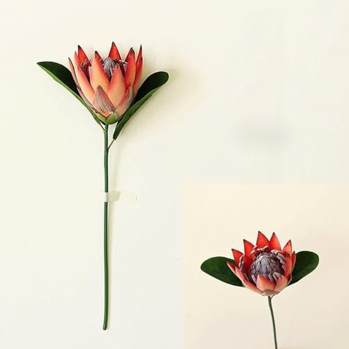 EboLD 1/2 Stück 40 cm moderner, minimalistischer Stil, einzelner Zweig, beflockt, Imperiale Blume, Simulationsblume, Hochzeitsdekoration, künstliche Blume, Orange, Rot, 1 Stück