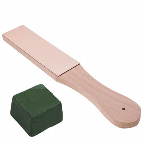 TUKNN Premium Leder Streichriemen Abziehleder, Leder Streichriemen zum Schärfen von Messern mit Polierpaste, Schärfset Leder Streichriemen, Streichriemen Leder Messerschärfer, Poliermasse-Set