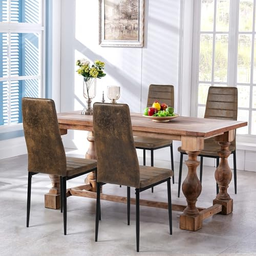 Liink1Ga Esszimmerstühle Küchenstühle 4er Set Stühle Braun, Moderner Gastrostühle Besucherstuhl Küchensessel Esszimmer Stühle Essstuhl mit Wildlederpolsterung Für Büro/Küche/Esszimmer/Wohnzimmer