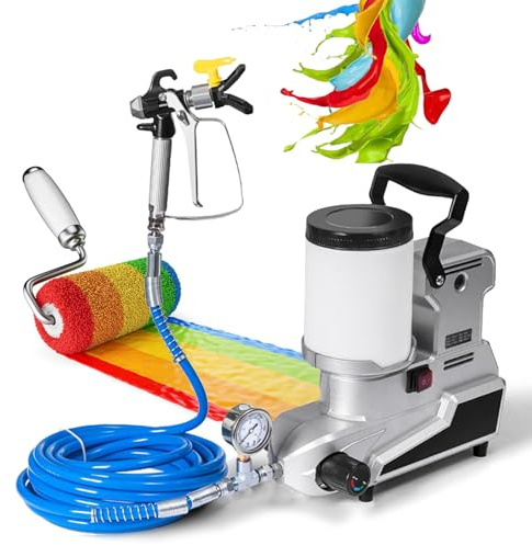Fablestoryem Pulverizador de Pintura Portátil Sin Aire de 1600W, Máquina de Pulverización de Pintura de Alta Presión de 2L, Regulación de Velocidad Continua, 2,5L/Min, Manguera de 5m,220V