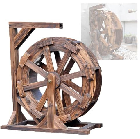 Wasserradbrunnen Aus Holz, Miniatur-Wasserrad-Gartenzubehör, Mikro-Landschaftsornamente, Garten-Steingarten Und Fließende Wasserlandschaftsgestaltung(60cm/23.6inch)