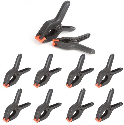 10 Pack Nylon Federklemmen, 3 Zoll Klemmzwingen, Hochleistungs Schwarze Nylon Federklemmen, Leimzwingen mit Beweglichen Backen, Spannklemmen für die Holzbearbeitung, DIY, Fotostudios