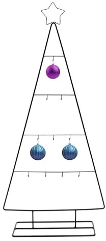 Albero di Natale Spetebo in metallo nero con 10 ganci – 78 cm – Supporto decorativo per ornamenti decorativi con pizzo a stella