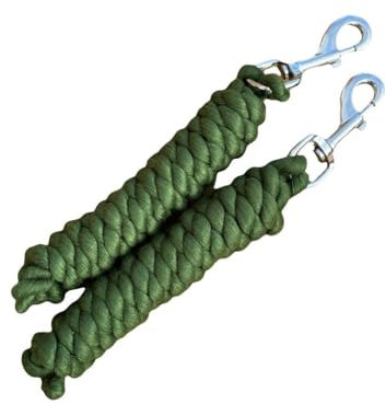 2 Stück Baumwolle Führstrick für Pferd 2 Meter Auswechselbare Robuste Trigger Clip (Grün)