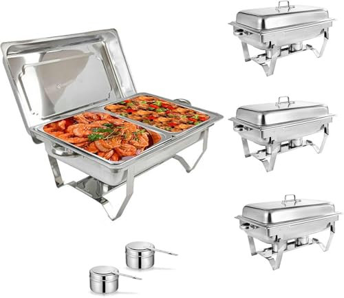 Chafing Dish-Buffet-Set, tragbarer Speisenwärmer, Buffet-Server und Speisenwärmer, Chafing Dish-Buffet-Set aus Edelstahl, für Buffets/Hochzeiten/Partys/Bankette/Catering-Events (Farbe: 2 Gitter, Grö