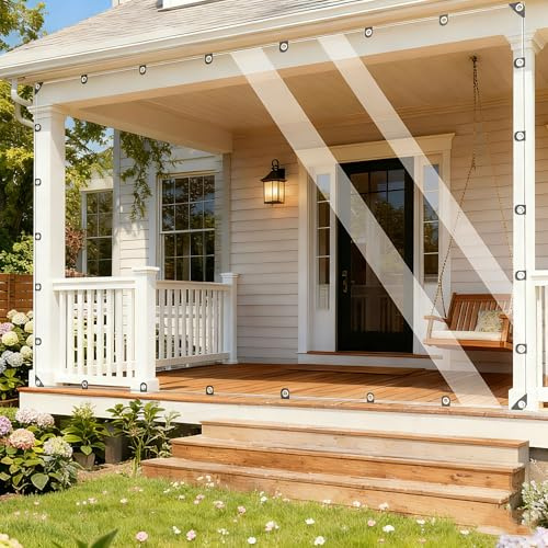 Telone trasparente impermeabile con occhielli, telo multiuso in PVC trasparente, resistente, impermeabile, resistente agli strappi, impermeabile, impermeabile, impermeabile (3X3M)
