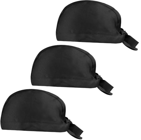 Lot de 3 PCS Toque de Chef, Bandana Chef en Polycoton Ajustables, Chapeau de Travail Unisexe Idéal, pour Cuisine/Restaurant/Barbecue/Cafés/Hôtel et Supermarché(Noir)