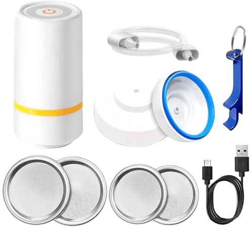 Sellador al Vacío Mason Jar Sellador al vacío de tarro eléctrico for almacenamiento de alimentos, sellador al vacío de alimentos sin BPA, Kit de accesorio inodoro for tarro de boca ancha(C)
