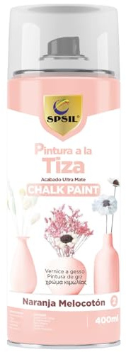 SPSIL Pintura a la Tiza Pastel en Spray color Naranja Melocotón 400ml - Transformar Muebles y Proyectos de Carpintería - Interiores y Exteriores - Secado Rápido