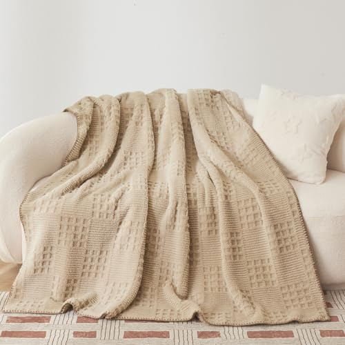 Miyacare Kuscheldecke Decken 150x200 cm, Couchdecke, Überwurf, Weiche und Warme Fleecedecke, Waffelmuster Wohndecke, Gemütliche Korddecke, Kuscheldecke Flauschig (Beigebraun, W150 x L200CM)