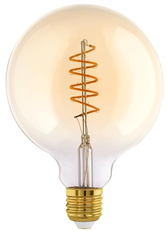EGLO E27 LED Lampe dimmbar, Spiral Vintage Glühbirne, warmweiß, Ø 12 cm | Globe Leuchtmittel für Retro Beleuchtung, 8 Watt (entspricht 60 Watt), 806 Lumen, warmweiß, 2700 K, Edison Birne, G125