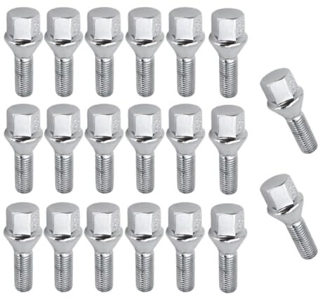 ZHjLut Autoradschrauben Kompatibel mit Benz für CLK550 2007-2009 Autozubehör M12X1,5 Radmuttern Stehbolzen Radschrauben Silber 28mm