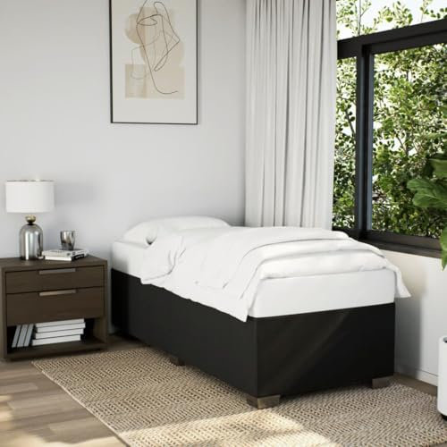 MOBCANT Boxspringbett mit Matratze, Polsterbett Seniorenbett Bettgestell Familienbett Geeignet für Schulen Gästezimmer Schlafzimmer Hotel Schwarz 90x190 cm Stoff