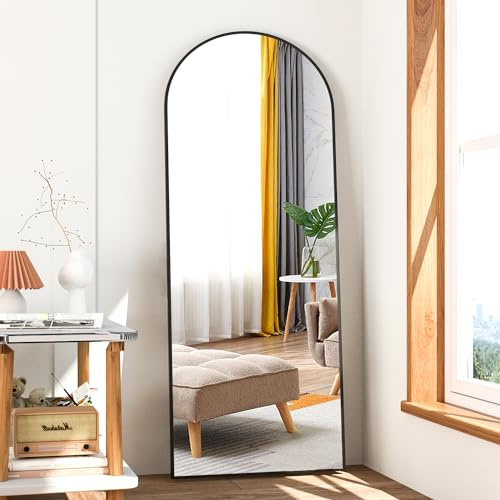 NEUWEABY Full Length Mirror, 56x16 Arch Mirror Floor Mirror with Stand, Black Arched Full Body Standing or Leaning Mirrors for Bedroom, Living Room