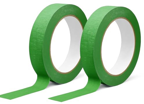 Yuexitech 2 Rollen Maler Kreppband 15mm x 50m, GrüN Klebeband Malerarbeiten, Maler Kreppband LöSungsmittelfrei für Saubere Farbkanten Beim Streichen & Lackieren
