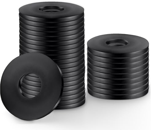 Coco Berming 30 Piezas Arandelas M6 Negras, Arandeles Negras, Arandela de Carrocería Negre para Conexiones Eléctricas, Reparaciones Domésticas y Automóviles, Equipos Mecánicos (M6, 18mm x 1.5mm)