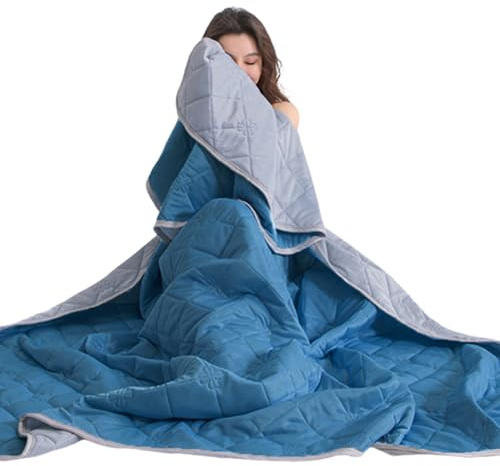 Aodejoy Kühldecke Sommerdecke,Ice Silk Cooling Blanket,Dünne Einfarbige Leicht Kühlfasern doppelseitige Selbstkühlende Decke Sommerkühldecken Atmungsaktive Weiche Wohndecke Reisedecke-blau 150x200cm