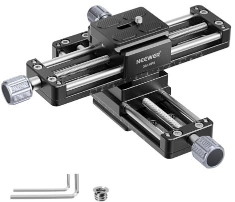 NEEWER Macro Rail Slider, 4 Axis 360° Rotating Aluminum Alloy Focusing Rail with Arca Type Quick Release Plate 1/4 Screw for Camera Camcorder Tripod Heads Macro Photography Closeups Filming, GM-MP3