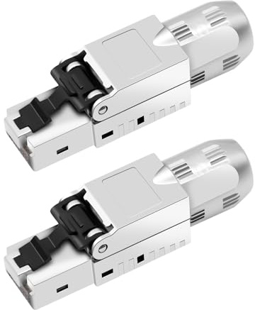 QIQIAZI CAT 7 RJ45 Stecker Werkzeuglos Netzwerkstecker,LAN Stecker Werkzeuglos, Kompatibel Cat 7,6a,6 Netzwerkkabel, Ethernet Stecker Bis zu 10 Gbps | 1000M Stabile Signalübertragung (2 Stück)