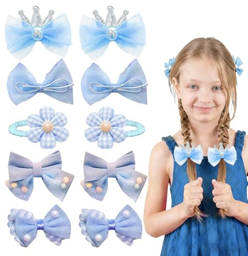 YOFDAL 10 PCS cheveux mignons avec nœud rose Élastiques à fleurs mignonnes Pour bébé fille et enfant avec nœud non métallique, accessoires de cheveux pour petites filles et enfants (E)