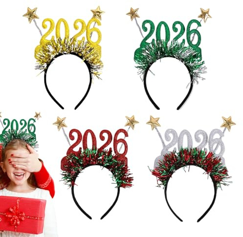 Serre-Tête De Noël 4 Pièces Accessoire Festif Pour La Tête 2026 | Accessoires Et Décorations De Noël Pour Fête D'Hiver Accessoires Photo Tenue Halloween Cosplay Enfant Femme Adulte Fille