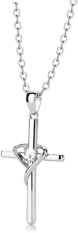 BodyBonita Collier Croix, Hypoallergéniques Collier Femme, Pendentif Croix Simple Chaîne avec Zircone Cubique, 16K Plaqué Or/Argent 925 Plaqué Choker Bijoux Mode