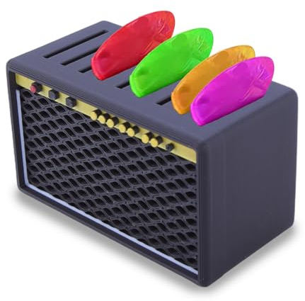 LUMIREX Gitarren Plektrum Halter, Plektrum Box mit Schwarzes Lautsprecher Design, Praktischer Plektren Aufbewahrungsbehälter, Gitarrenzubehör Geschenke für Gitarristen Musikliebhaber Gitarrenpraxis