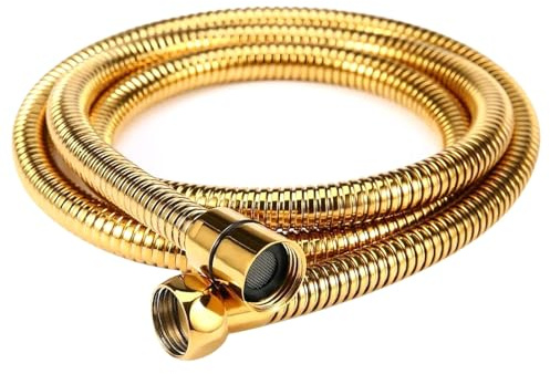 Tarqite 1Pcs Shower Hose, Gold Stainless Steel Shower Hose 1.5m, Heavy Duty Boosting, Extra Long Flexible for Hand Spray(Gold)