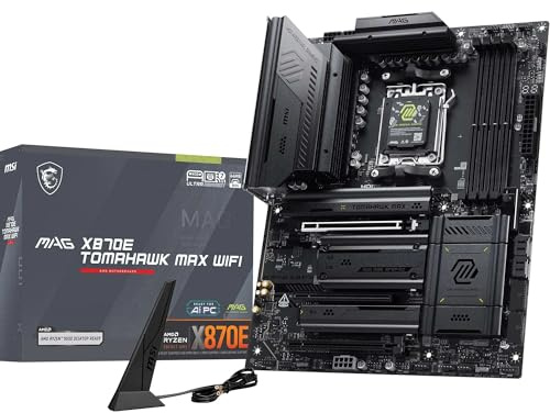 MSI MAG X870E Tomahawk MAX WiFi Mainboard, ATX - Unterstützt AMD Ryzen 9000/8000 / 7000 Prozessoren, AM5 - DDR5 Memory Boost (bis zu 8400+ MT/s OC), PCIe 5.0 x16, 2X M.2 Gen5, Wi-Fi 7, 5G LAN