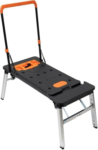 Banco da lavoro pieghevole – Tavolo da lavoro portatile 7 in 1 con piano di rotolamento e carrello a mano per attività pesanti fino a 250 kg