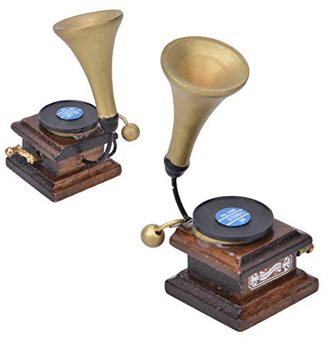 HEEPDD 1:12 Dollhouse Decor Antique Gramophone, Phonographe en Bois Meubles Miniatures pour Maison de Poupée 1:12 Dollhouse Decor Antique Gramophone, Nan Jouets pour Enfants (Brown)