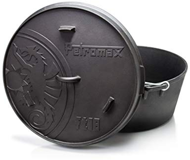 Petromax Feuertopf ft18 - Dutch Oven aus Gusseisen für Kochen und Backen - mit Deckel, Henkel und Standfüßen - Gerichte für mehr als 20 Personen - 16,1 l