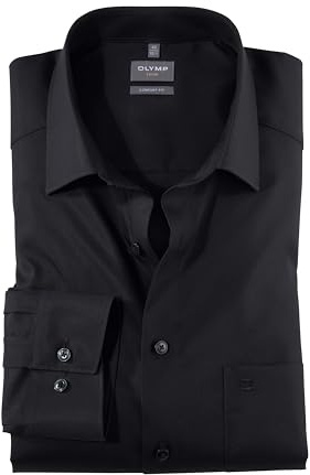 OLYMP Herren Businesshemd Langarm Luxor,Einfarbig,Comfort fit,New Kent,schwarz 68,44