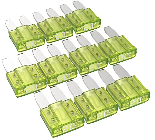 AUPROTEC Micro 2 fusibles planos para coche, 20 A, amarillo, 10 unidades | 12 V/32 V vehículo eléctrico, Micro-OTO-II, ISO 8820-12