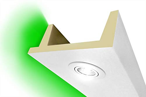 HEXIM LED Stuckleisten aus PU ganzes Paket- Indirekte Beleuchtung mit modernen Deckenleisten, lichtundurchlässig, leicht und schlagzäh - (10 Meter Sparpaket LED-11 80x200mm) Lichtvouten, Profil