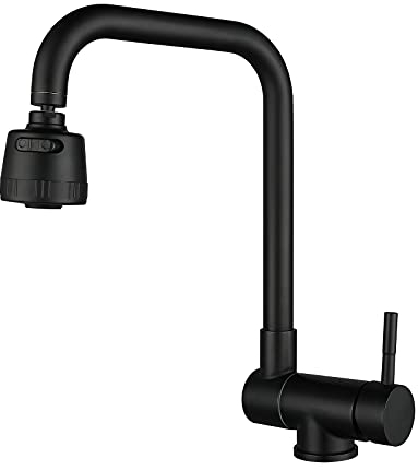 SJQKA-Vorfenster Küchenarmatur,360° Falten Drehbar Wasserhahn Küche,Spültischarmatur Rostfreier Stahl Armatur UnterfensterFensterarmatur Mit Zwei Wasserstrahlarten (schwarz)