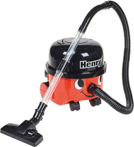 Casdon Henry & Hetty Toys - Henry Vacuum Cleaner - Red Vacuum Cleaning Toy with Real Function & Nozzle Accessories - Kids Cleaning Set - For Children Aged 3+