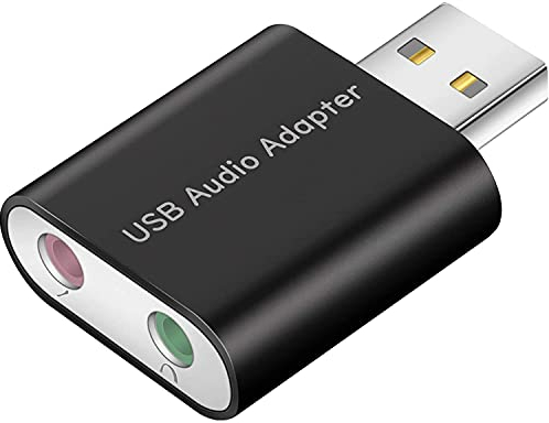 Mr. Gadget's Solution •USB Audio Adapter Sound Card with Headphone Speaker and Mono Microphone Jacks External Convertor for PC Laptop