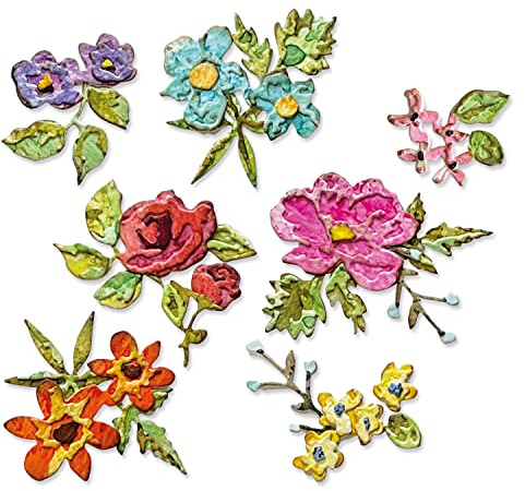Thinlits Stanzformset, 14 Stück, Pinselstrich, Blumen, Mini-Design von Tim Holtz