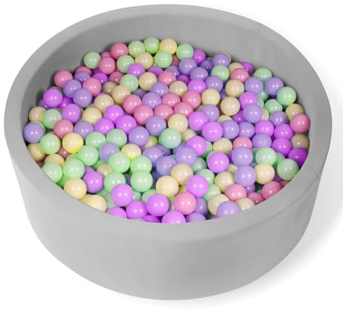 FUBOTRAD Baby Ball Pit for Balls 35.4 x 11.8 Round Foam Ball Pits for Kids Toddlers Soft Play Equipment - Balls NOT Included (Light Gray)