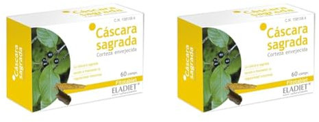 Complemento Alimenticio de Cáscara Sagrada - 60 Comprimidos - Ayuda a Regular el Tránsito Intestinal - Aporta Grandes Propiedades Depurativas - Eladiet (Paquete de 2)