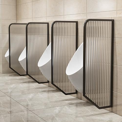Urinal-Trennwand zur Wandmontage, schwarz, gehärtetes Glas, Urinalsteg für Herrentoilette, minimalistisch, öffentliche Toilette, Urinaltrenner, 1 Stück
